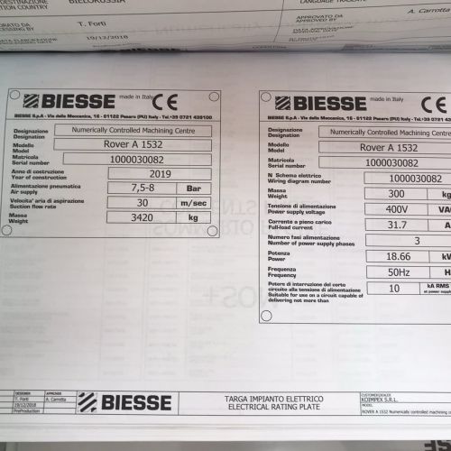 Обрабатывающий центр с ЧПУ мод ROVER A 1532-BIESSE